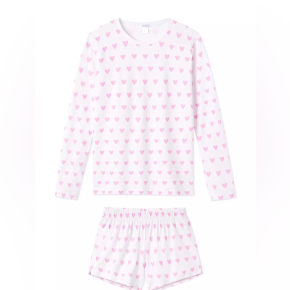 LAKE Pajamas
Pima Crew Long-Short Set in Pink Heart - Picture 1 of 3